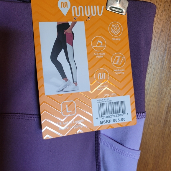 NWT Muuv Women's Workout Ankle Leggings Purple/White Sz L - Picture 9 of 9
